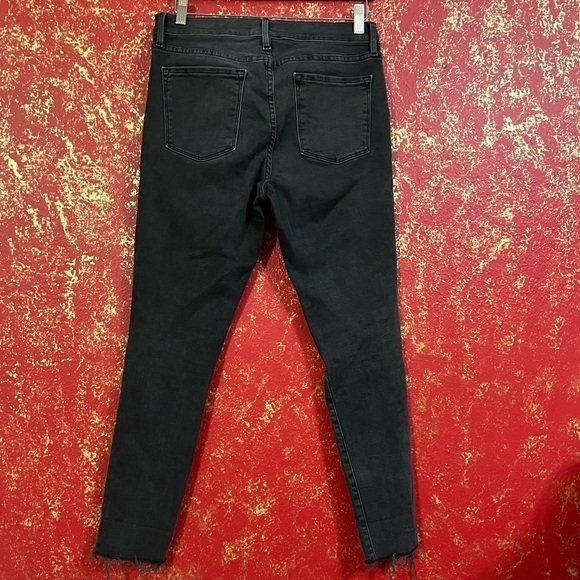 FRAME DENIM Le Skinny De Jeanne Black Ripped Knees Fray Hem Jeans Denim 31 - Picture 4 of 10